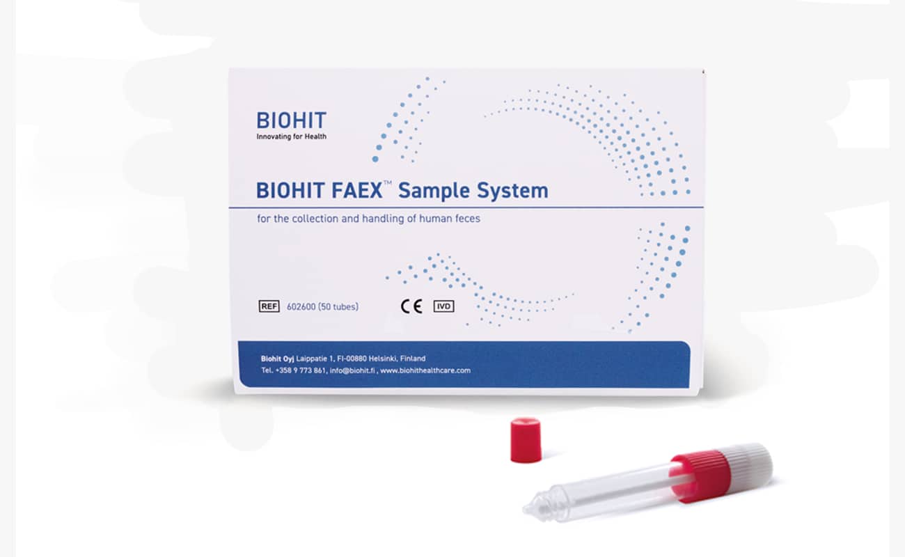 The BIOHIT FAEX™ Sample System for the collection and handling of stool samples.